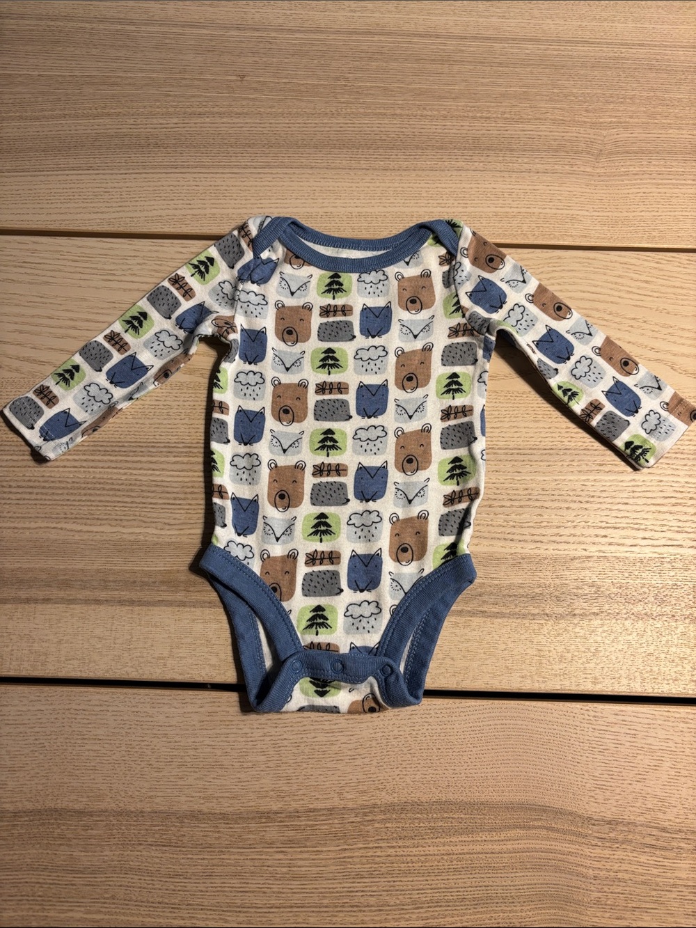 Koala Kids Long-Sleeve Bodysuit in Blue, Brown, Green